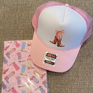 OTTO Pink Trucker Hat with Western Boots Design & Journal